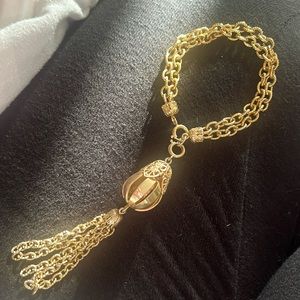 Rare Unique Goldtone Tassel Bracelet